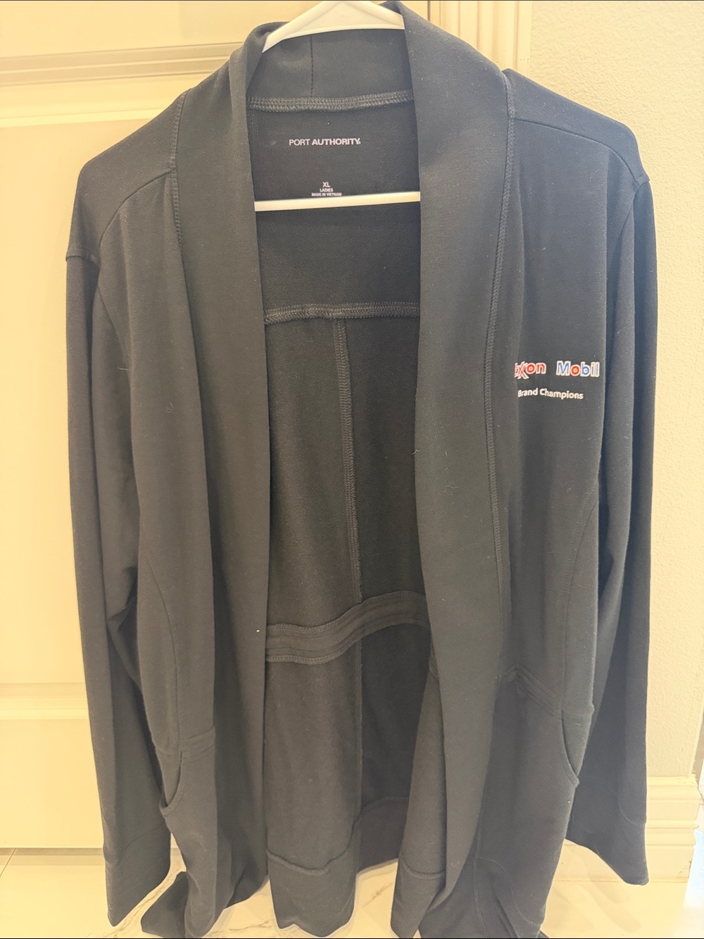 Port Authority Black Open Drape Jacket with ExxonMobil Embroidery